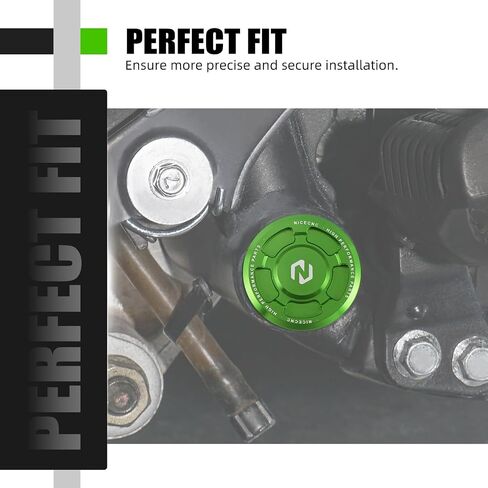 ختم ثقب إطار الدراجات النارية من الألومنيوم متوافق مع Kawasaki KLR650 1987-2024 ، مقابس الإطار ، غطاء فتحة الإطار ، ملحقات KLR650 ، CNC ، الأنود ، الأخضر in Kuwait