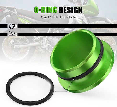 ختم ثقب إطار الدراجات النارية من الألومنيوم متوافق مع Kawasaki KLR650 1987-2024 ، مقابس الإطار ، غطاء فتحة الإطار ، ملحقات KLR650 ، CNC ، الأنود ، الأخضر in Kuwait