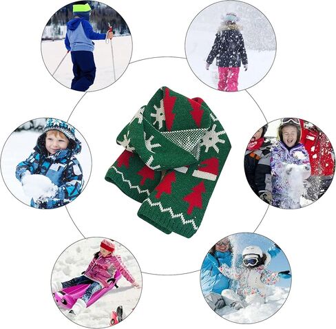 u Scinan Kids Christmas Christmad و Winter Warm Warm Jootf Socks Tree Tree Renindeer Snowfliake Neck Wrapp for 1-10 yeas boys girls in Kuwait
