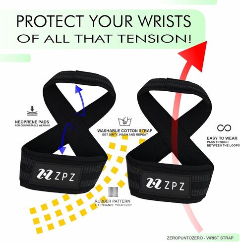 ZEROPUNTOZERO Weight Training Kit – Squats and Deadlift – Gym Portable Bag, 8-Figure Wrist Straps & Weightlifting Belt – Perfect for Men & Women Strength Training, Squats & Weight Workouts in Saudi Arabia