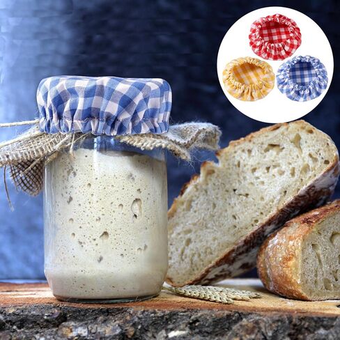 6pcs أغطية القماش جرة ، جرة قماش منقوشة تغطي مرنة غطاء القماش غير مبيد قابلة لإعادة الاستخدام قابلة لإعادة استخدام سلة العجين سلة العجين الحفاظ in Kuwait