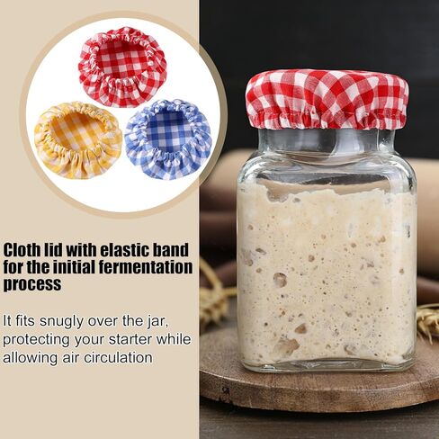 6pcs أغطية القماش جرة ، جرة قماش منقوشة تغطي مرنة غطاء القماش غير مبيد قابلة لإعادة الاستخدام قابلة لإعادة استخدام سلة العجين سلة العجين الحفاظ in Kuwait