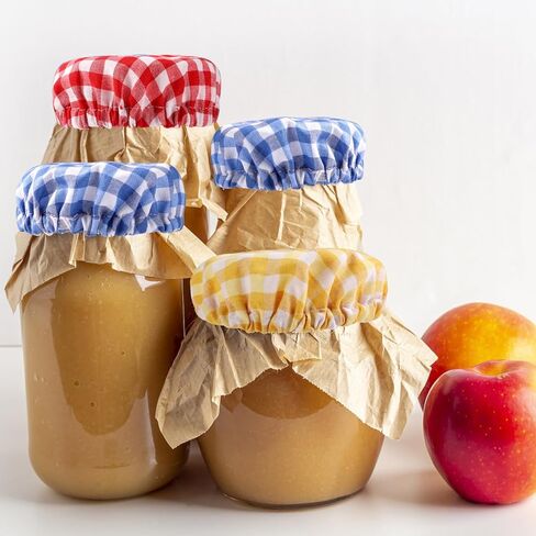 6pcs أغطية القماش جرة ، جرة قماش منقوشة تغطي مرنة غطاء القماش غير مبيد قابلة لإعادة الاستخدام قابلة لإعادة استخدام سلة العجين سلة العجين الحفاظ in Kuwait