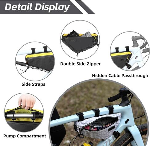 Bicycle Frame Bag Bike Triangle Bag Waterproof Bike Bag 1.7L with Dual Side Mesh Pockets for MTB Road Bike Cycling Commuting and Outdoor Adventures in Kuwait