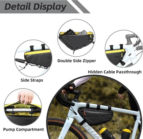 Bicycle Frame Bag Bike Triangle Bag Waterproof Bike Bag 1.7L with Dual Side Mesh Pockets for MTB Road Bike Cycling Commuting and Outdoor Adventures in Kuwait