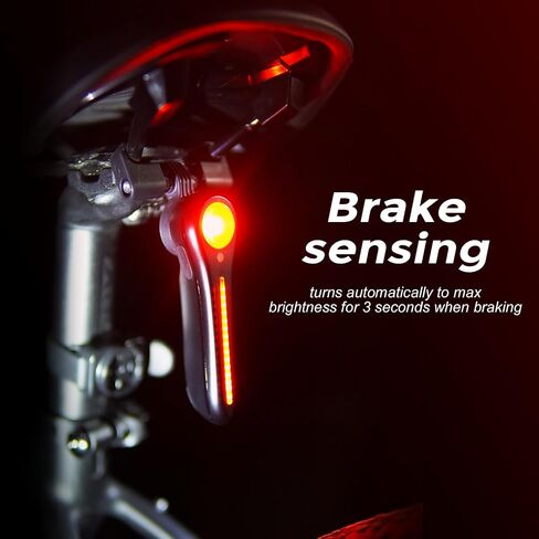 Bike Taillight - 6 Smart Modes Brake+Light+Movement Sensing - 100 Lumens Bicycle Rear Tail Light with Quick Release Brackets Set for Saddle & Seatpost,Tpye-C Rechargeable, IP65 Waterproof in Saudi Arabia
