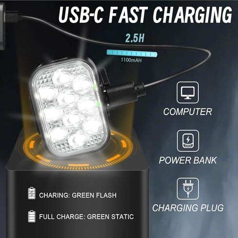 أضواء الدراجة Bucklos في الأمام والخلف لركوب الليل ، 10 LED LED Bright 8+9 أوضاع USB مصباح دراجة قابلة للشحن والخلفي ، IPX6 مقاوم للماء 1100 مللي أمبير في الساعة مجموعة ضوء 35 ساعة البطارية in Kuwait