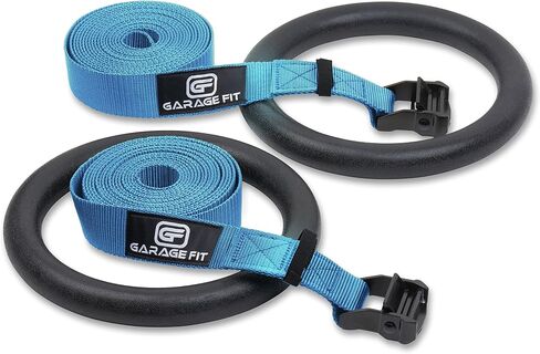 Gymnastic Rings - Premium Heavy Duty Cross Training, Gymnastics, Fitness, Exercise Rings (Blue Straps) in Saudi Arabia