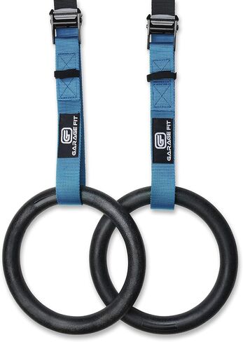 Gymnastic Rings - Premium Heavy Duty Cross Training, Gymnastics, Fitness, Exercise Rings (Blue Straps) in Saudi Arabia
