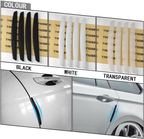 TANGSEN 4Pcs 6 inch Universal 3D Carbon Fiber Texture Automotive Door Edge Buffer Trim Strip Paint Protector Cover Scratch Non-Marking White Translucent Silicone Personalize Bar Sticker in Saudi Arabia