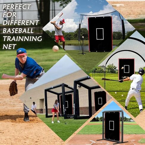 4'x6' Baseball Backstop 600D Oxford Fabric with Strike Zone & Catcher Visuals Portable Batting Cage Net Saver Weather-Resistant Backdrop for Pitching Practice Indoor/Outdoor Use in Saudi Arabia