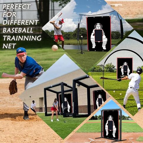 4'x6' Baseball Backstop 600D Oxford Fabric with Strike Zone & Catcher Visuals Portable Batting Cage Net Saver Weather-Resistant Backdrop for Pitching Practice Indoor/Outdoor Use in Saudi Arabia