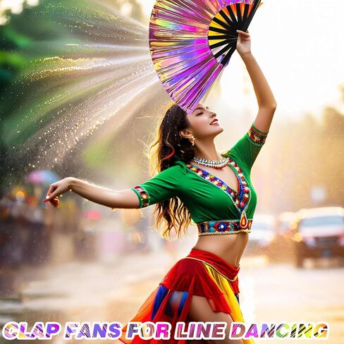 Yellow Folding Fan with Storage Bag, Hand Fans for Women Foldable for Dancing, Decorations Supplies for Line Dancing, Big Hand Supplies for Line Dancing Suitable for Party Events Weddings in Saudi Arabia