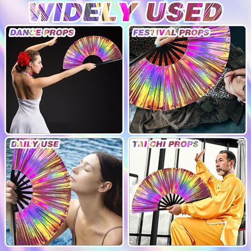 Yellow Folding Fan with Storage Bag, Hand Fans for Women Foldable for Dancing, Decorations Supplies for Line Dancing, Big Hand Supplies for Line Dancing Suitable for Party Events Weddings in Saudi Arabia