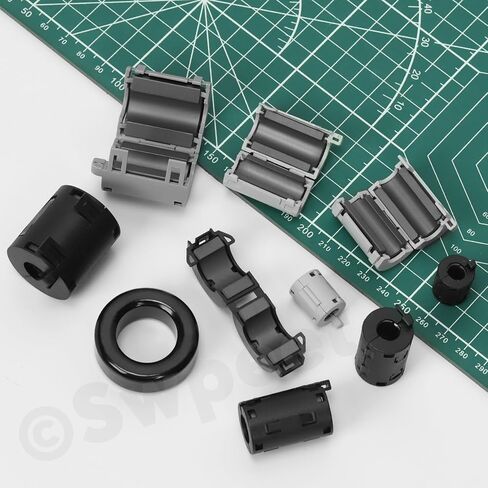 Swpeet 22Pcs 6Sizes Grey Clip-on Ferrite Ring Core with Toroid Core Assortment Kit, RFI EMI Noise Suppressor Cable Clip for 7/9/11/13/15/42 * 24 * 16mm Diameter HDMI USB Cable﻿ in Saudi Arabia