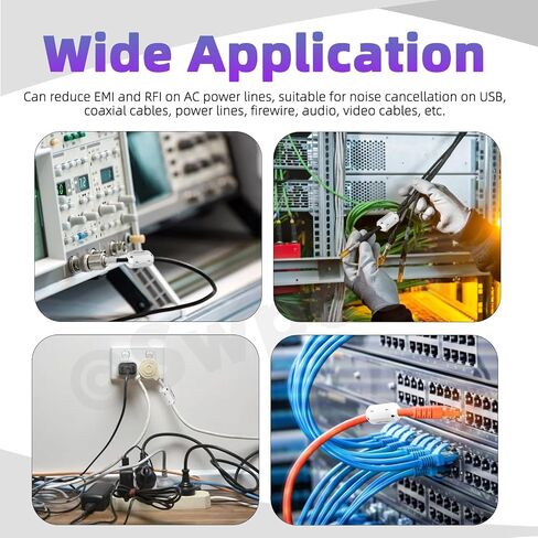 Swpeet 22Pcs 6Sizes Grey Clip-on Ferrite Ring Core with Toroid Core Assortment Kit, RFI EMI Noise Suppressor Cable Clip for 7/9/11/13/15/42 * 24 * 16mm Diameter HDMI USB Cable﻿ in Saudi Arabia