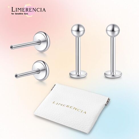 Limerencia 18G Pure Titanium Body Body Jewelry ، G23 Hypoallergenic Flat Back Back Tragus Helix Cartilage Conch Medusa Lip Bipret Piercing أقراط للنساء الرجال in Saudi Arabia