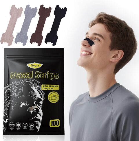 Nepia 100 Pack Extra-Strength Nasal Strips – Latex-Free & Drug-Free Breathing Support for Sports Performance & Day Comfort | Unisex Variety Pack with Assorted Colors in Saudi Arabia
