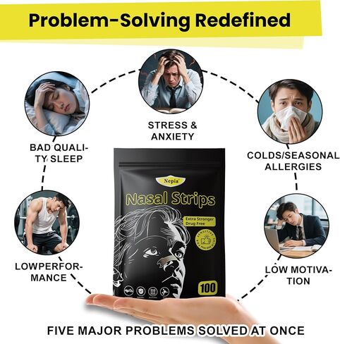 Nepia 100 Pack Extra-Strength Nasal Strips – Latex-Free & Drug-Free Breathing Support for Sports Performance & Day Comfort | Unisex Variety Pack with Assorted Colors in Saudi Arabia
