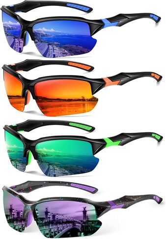 Sports Polarized Sunglasses for Men Cycling Running Fishing UV Protection Sun Glasses Lightweight Half Frame Goggles in Kuwait