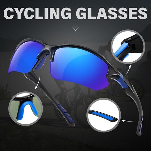 Sports Polarized Sunglasses for Men Cycling Running Fishing UV Protection Sun Glasses Lightweight Half Frame Goggles in Kuwait