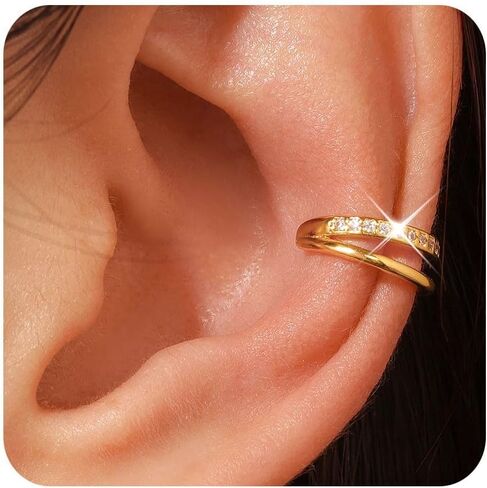 Plomfov Ear Cuff أقراط للنساء أصفاد الأذن غير المثقبة 14K مملوءة بالأذن مملوءة بالذهب الذهب على القائد الغضري in Kuwait