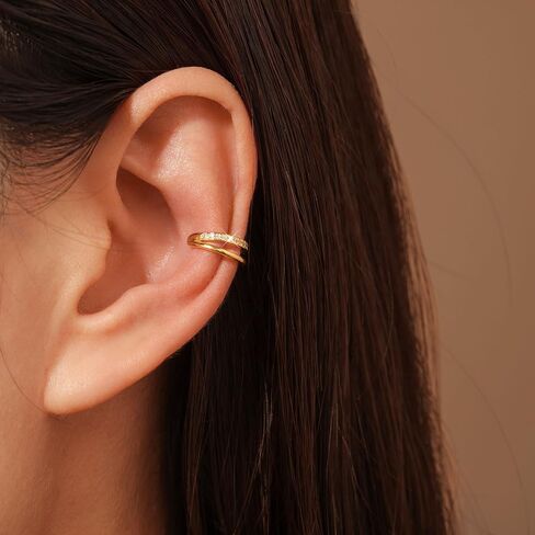 Plomfov Ear Cuff أقراط للنساء أصفاد الأذن غير المثقبة 14K مملوءة بالأذن مملوءة بالذهب الذهب على القائد الغضري in Kuwait
