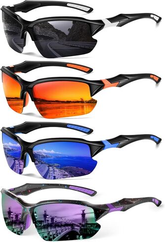 Sports Polarized Sunglasses for Men Cycling Running Fishing UV Protection Sun Glasses Lightweight Half Frame Goggles in Kuwait