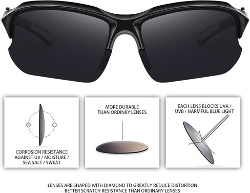 Sports Polarized Sunglasses for Men Cycling Running Fishing UV Protection Sun Glasses Lightweight Half Frame Goggles in Kuwait