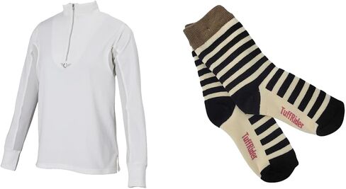 Tuffrider Children's Technical Technicle Long Sleeve Shirt مع جوارب مخططة مجانية متنوعة in Kuwait