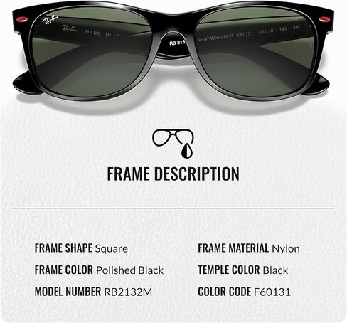 Ray-Ban RB2132M New Wayfarer Ferrari Collection Square Shape Sunglasses for Men & Women- Timeless Classic Sun Glasses - Premium UV Protection - Designer Men's and Women's Sunglasses in Saudi Arabia