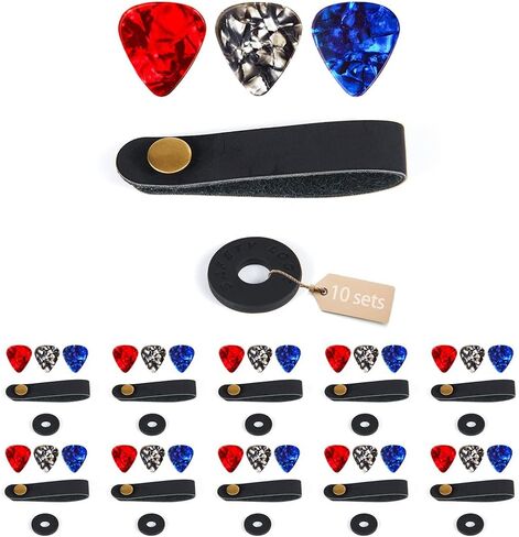 Guitar Neck Strap Button and Guitar Strap Locks, Guitar Picks, Acoustic Guitar Strap Lock Adapter Leather Guitar Strap Button for Bass Guitars Ukulele Straps (Black, 20 Suit) in Saudi Arabia