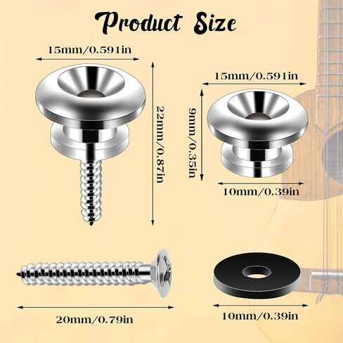 2 PCS Guitar Locks Button Button Mushroom Style Buttons Anti Slipping Strap Lock Buttons with Mounting Procks End Pins Accessories Music Music for Guitar Bass Durulele (Black) in Saudi Arabia
