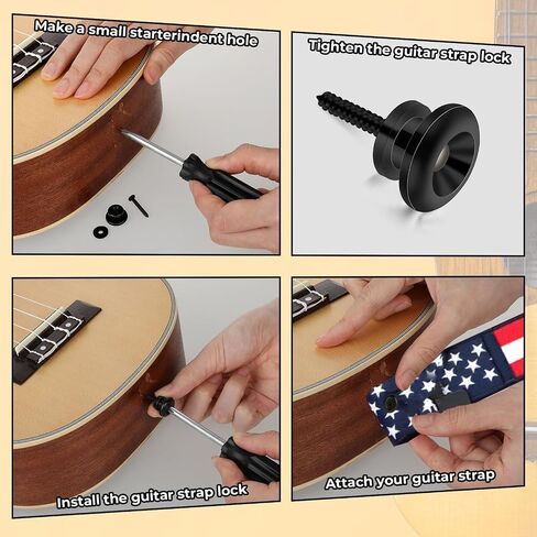 2 PCS Guitar Locks Button Button Mushroom Style Buttons Anti Slipping Strap Lock Buttons with Mounting Procks End Pins Accessories Music Music for Guitar Bass Durulele (Black) in Saudi Arabia