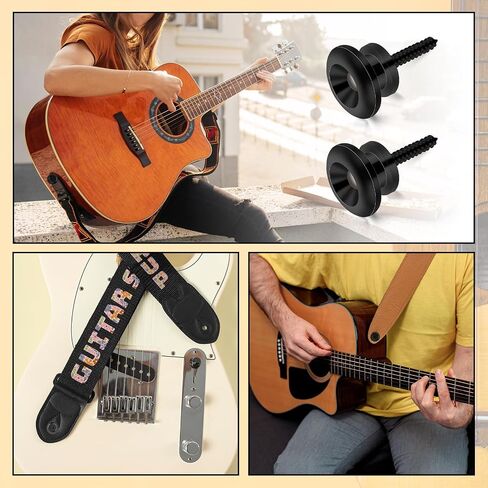 2 PCS Guitar Locks Button Button Mushroom Style Buttons Anti Slipping Strap Lock Buttons with Mounting Procks End Pins Accessories Music Music for Guitar Bass Durulele (Black) in Saudi Arabia