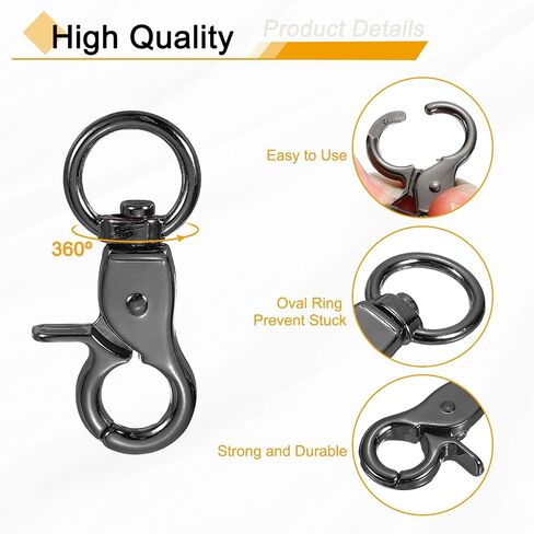 uxcell Swivel Snap Hook, Trigger Snap Heavy Duty Metal Lobster Claw Clasp Lanyard Clips for Straps Bags Belting Leathercraft in Kuwait