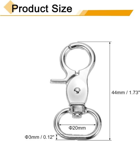 uxcell Swivel Snap Hook, Trigger Snap Heavy Duty Metal Lobster Claw Clasp Lanyard Clips for Straps Bags Belting Leathercraft in Kuwait