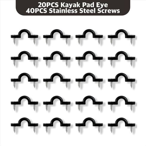 Kayak Pad Eye Kit, 10/20PCS Premium Nylon Bungee Deck Loops Tie Down Pad Eye with 20/40 Stainless Steel Screws for Boat Kayak Deck Rigging Kit – Corrosion Resistant & Easy Installation in Saudi Arabia