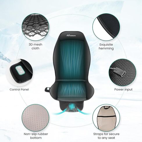 Snailax Cooling Car Seat Cushion, Cooling Seat Cover for Car, Ventilated Seat Pad with 3 Adjustable Speeds, 3D Breathable Mesh, Universal Fit for Most Cars, SUV, Truck, USB Charging in Saudi Arabia