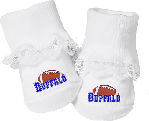 Baby Toe Bootie Socks with Lace for Buffalo Football Fans in Saudi Arabia