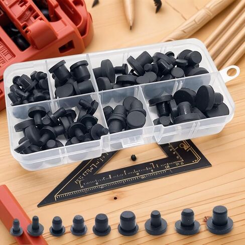 100 Pcs Silicone Rubber Hole Plugs Set - 9 Sizes T-Type Black Silicone Plugs Caps for Powder Coating, Waterproof Sealing, Pipe/Test Tube Caps - Heat Resistant, Durable, Multi-Purpose (Black) in Kuwait