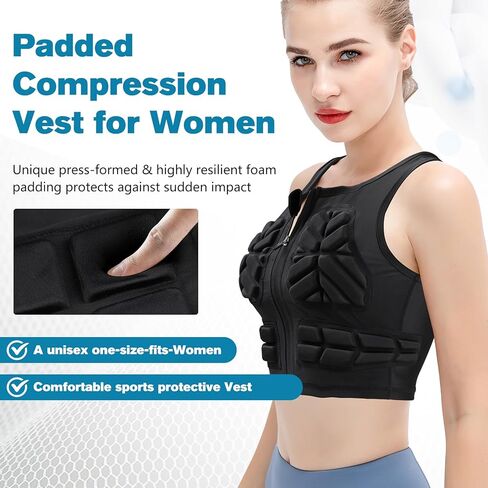 Impact Vest for Women Chest Protector Padded Compression Vest for Sports, Karate, Football, Breast and Rib Protection in Kuwait