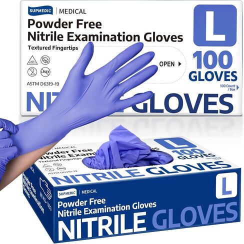 Medical Soft Max™ Nitrile Exam Gloves, 100 Pcs Powder-Free Latex-Free Food Safe Clean Disposable Glove, Blue Iris in Kuwait