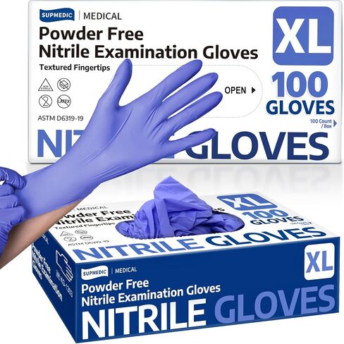 Medical Soft Max™ Nitrile Exam Gloves, 100 Pcs Powder-Free Latex-Free Food Safe Clean Disposable Glove, Blue Iris in Kuwait