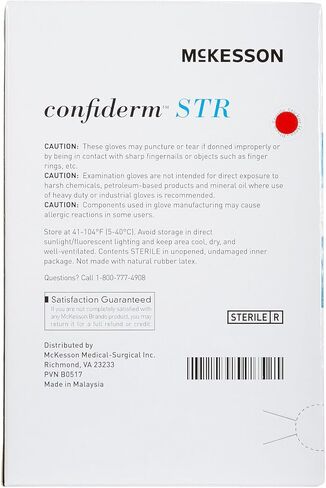 McKesson Cofererm str dispibeable زوج معقم نتريل امتحان قفاز القياسي طول الكفة المتوسطة 14-6NSTR4 50 لكل صندوق in Kuwait