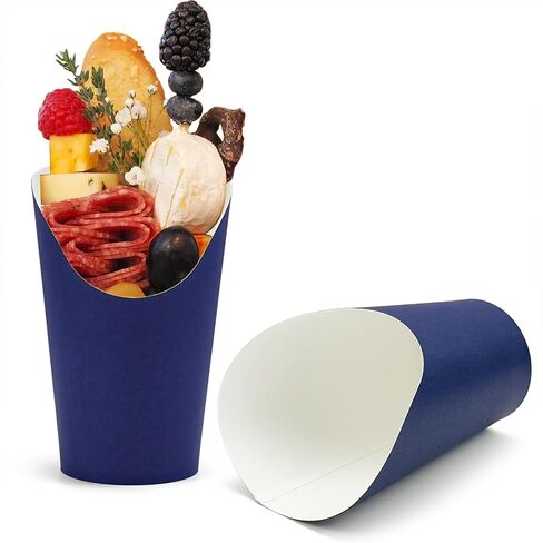 CAMKYDE 50 Pcs French Fries Holder, 12oz Disposable Paper French Fry Cups Charcuterie Cups for all Occasions (12oz, Navy) in Kuwait