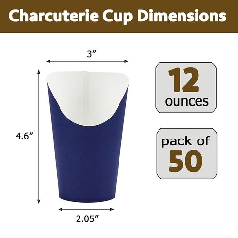 CAMKYDE 50 Pcs French Fries Holder, 12oz Disposable Paper French Fry Cups Charcuterie Cups for all Occasions (12oz, Navy) in Kuwait