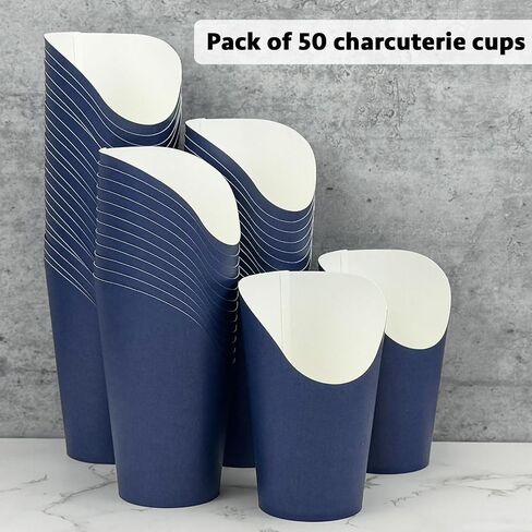 CAMKYDE 50 Pcs French Fries Holder, 12oz Disposable Paper French Fry Cups Charcuterie Cups for all Occasions (12oz, Navy) in Kuwait