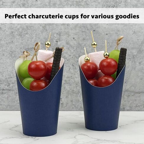CAMKYDE 50 Pcs French Fries Holder, 12oz Disposable Paper French Fry Cups Charcuterie Cups for all Occasions (12oz, Navy) in Kuwait