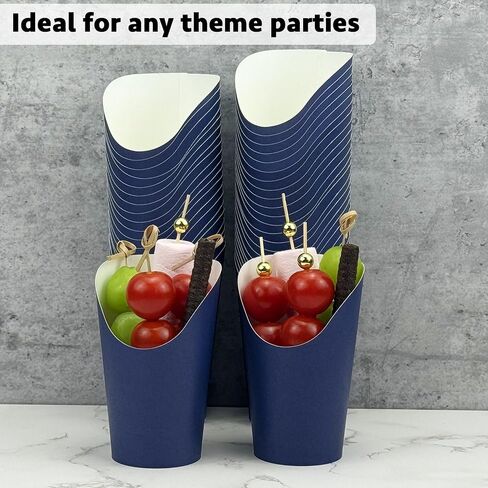 CAMKYDE 50 Pcs French Fries Holder, 12oz Disposable Paper French Fry Cups Charcuterie Cups for all Occasions (12oz, Navy) in Kuwait